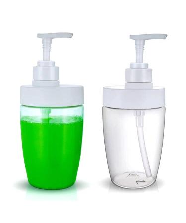 Soap Dispenser Empty Pump Bottles Dispenser 16oz 2 Pack Plastic Shampoo Bottles Refillable Soap Bottles with Pump for Lotion Shampoo Conditioner Body Wash Cleaning Solutions with Labels