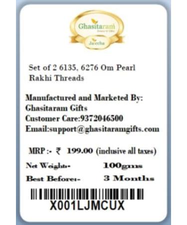 Ghasitaram Gifts Rakhi for Brother Rakhis Online - Set of 2 6135 6276 Om Pearl Rakhi Threads - Buy Online on GoSupps.com