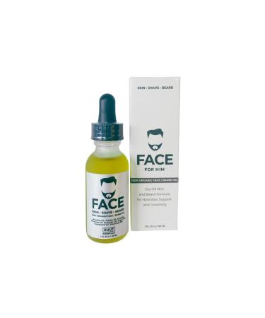 Face for Him - 9 Oil Blend - 100% Organic Dry Beard Oil and Anti-Aging Treatment for Men Best for Dry and Itchy Beards Pre shave Oil Face Oil for Men - 1 oz. Bottle