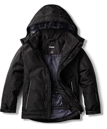 TSLA Kid's Snowboard & Ski Jacket, Waterproof Winter Jacket, Windproof Insulated Snow Jackets with Hood Kids Ski Jacket Black Large