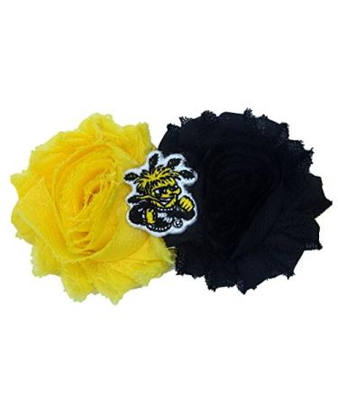 Divine Creations NCAA Wichita State Shockers Girls UnFRAYgettable Flower Clip, Yellow/Black, One Size