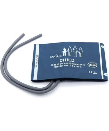 Universal NIBP Cuff for Pediatric Child 18-26cm Double Tube Reusable PU Replacement Blood Pressure Cuff No Connector. Child Blue PU+Dual Tubes