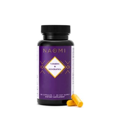 NAOMI Turmeric Curcumin All Fully Standardized 1000mg 95% Curcuminoids BioPerine High Absorption & Resveratrol Clinically Studied Joint Support Supports Healthy Muscle Response 60 Count (Pack of 1)