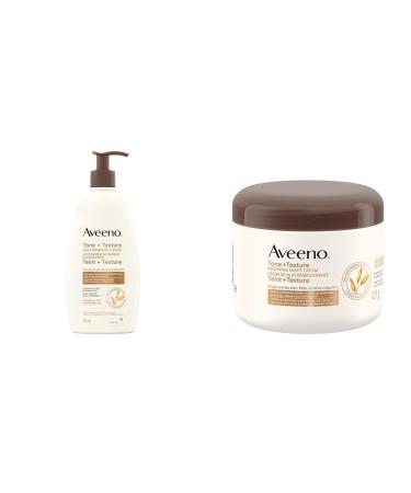 Aveeno Tone and Texture Daily Renewing Lotion Fragrance-Free Dry Skin & Keratosis Pilaris Oat Extract Vitamin B3 532-mL & Overnight Cream 227 g Lotion + Overnight Cream 227 g