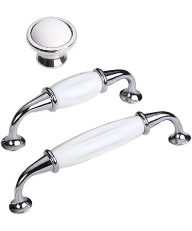 Creatwls 10pcs European Art Ceramic Cabinet Handles - 96mm Chrome Knobs for Kitchen & Furniture - Buy Online on GoSupps.com