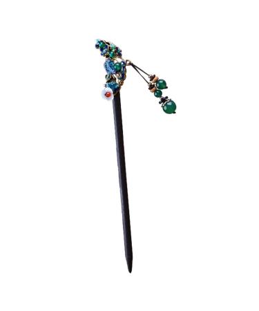 DOITOOL 1pc Classic Vintage Hairpin Hair Sticks for Long Hair Fork Pen Hair Bun Stick Flower Pin Wooden Hair Stick Tassel Chinese Hair Sticks Retro Miss Hair up Jade Beads Hanfu