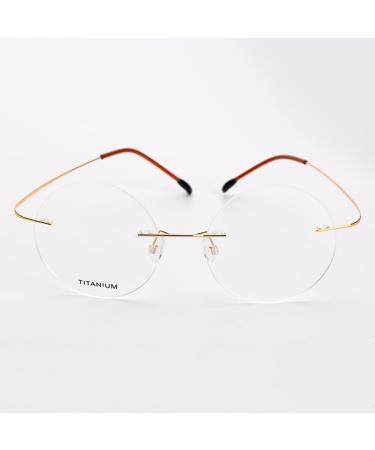 Rimless Retro Round Reading Glasses for Men & Women - Oversized Multifocal +2.0 Gold Readers - Buy Online on GoSupps.com