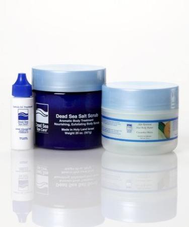 Dead Sea Spa Care Body Scrub 24 Oz Dead Sea Salt Scrub 8 oz Shea Body Butter Cuticle Oil Gift Set Dead Sea Products Gift Sets Pampering Sets Home Spa Sets