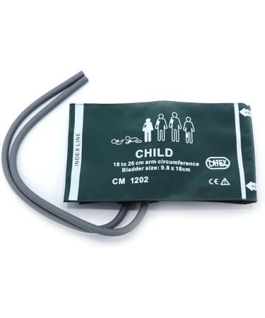 Universal NIBP Cuff for Pediatric Child 18-26cm Double Tube Reusable Nylon Replacement Blood Pressure Cuff No Connector. Child Green Nylon+dual Tubes