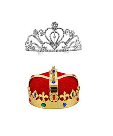 YOVECATHOU 2 Pcs Royal Jeweled King's Crown and Queen's Crown For Wedding  Birthday  Prom  Pageant  Festival Party Hair Accessories