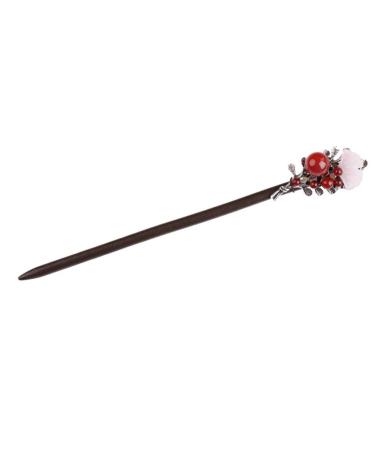 FRCOLOR Chinese Hair Stick Flower Hair Chopsticks Red Agate Vintage Hairpin Chignon Pin Hair Styling Hair Making Accessories for Women Wedding Hanfu Cheongsam
