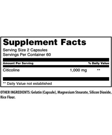 Amazing Formulas Citicoline Supplement | 1000 Mg per Serving | 120 Capsules | Non-GMO | Gluten-Free | Made in USA Unflavored 120 Count (Pack of 1) - Buy Online on GoSupps.com