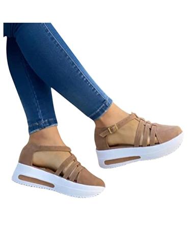 PGOJUNI Women's Fashion Sneakers Women's Diabetic Air-Cushion Slip-On Walking Shoes Orthopedic Diabetic Sneakers Shoes 9 A2-01 Beige
