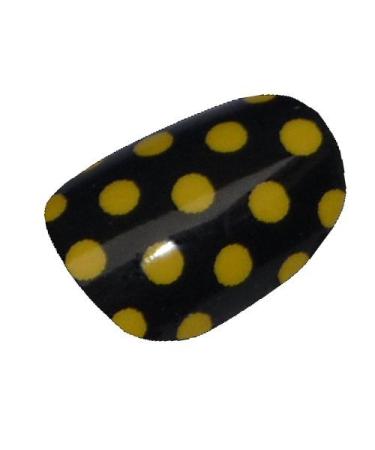 Chix Nails Polka Dot Minx Trendy Style Fingers Toes Vinyl Foils Nail Wraps Yellow on Black