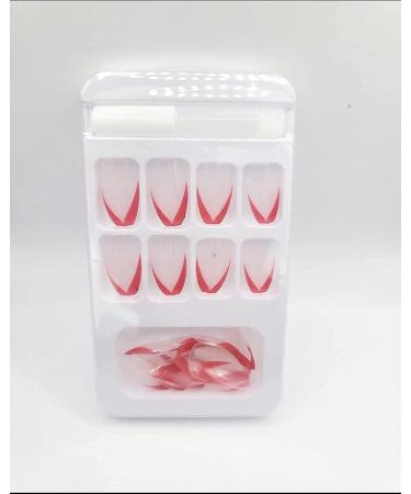 French Style Beveled Short Coffin Nails Red Ballerina Press on Nails - Buy Online on GoSupps.com