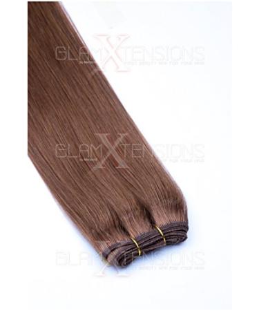 WEFT Extensions Real Hair Tress Glamxtensions smooth 100% Remy Indian real hair Human hair - 50cm in the color #12 light brown - hair extension hair compression to sew in