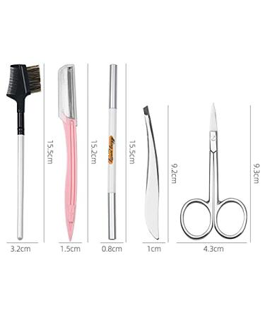 Anoudon 5-Part Eyebrow Set - Stainless Steel Tweezers Scissors Brushes Razor & Pencil | Travel Case Included | Perfect for Men & Women - Buy Online on GoSupps.com