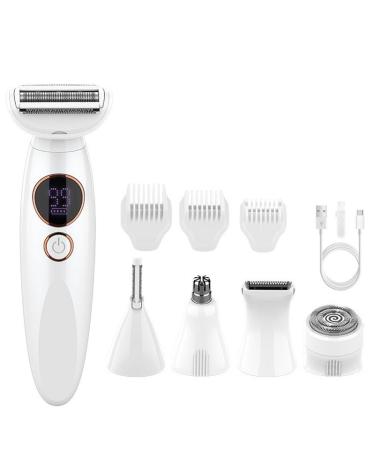 Rasoir Femme 5 En 1 Multifonction Rasoirs lectriques Femme Pour Maillot Visage Le Nez Les Bras Les Aisselles Et Les Jambes (Blanc)