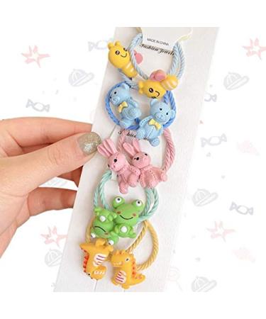 KDDOM 10 Pcs Cute Cartoon Animal Hair Ties for Girls - Bee, Bear, Rabbit, Frog, Dinosaur (Colorful) - Buy Online on GoSupps.com