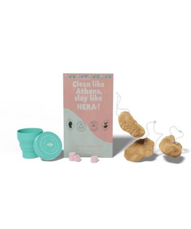HERA organics starter set | Menstrual sponge with retrieval thread + HESTIA To-Go-Case + AthenaPure cleaning tabs (M)