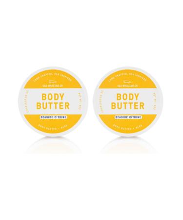 Old Whaling Co Seaside Citrine Body Butter 2 Pack Soothing Cream with Shea Butter Aloe and Sunflower Oil Citrus & Musk Scent 8oz Jars Set of 2
