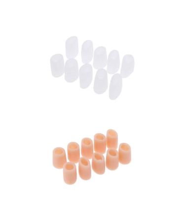 barenx 10 Pairs Silicone Finger Toe Tubes Sleeves Corn Pads Protectors Caps Separators for Corns - Calluses - Blisters - Ingrown Toenail