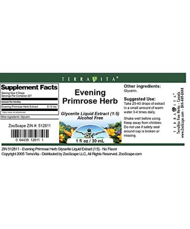 Evening Primrose Herb Glycerite Liquid Extract (1:5) - No Flavor (1 oz ZIN: 512811) - 3 Pack - Buy Online on GoSupps.com