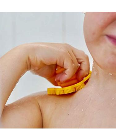 ScrubBEE Silicone Scrubber for Kids - Promotes Independent Hand & Body Washing - Easy Grip Handle - Ultra Soft Bristles - BPA Free - Yellow - Buy Online on GoSupps.com