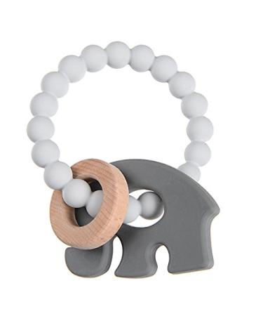 Chewbeads - Brooklyn Teething Toy - Silicone Teething Ring & Wood Teether for Infants  Babies & Toddlers - Baby Teether & Modern Baby Rattle - Medical Grade Silicone Baby Toy 3-6 Months - Grey