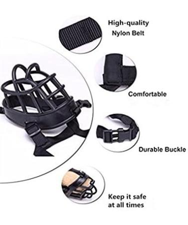 Jyhy Silicon Rubber Dog Muzzle | Soft Adjustable & Breathable | Anti-Chewing & Barking Safety Mask for Small/Medium Dogs (30-34cm) - Black - Buy Online on GoSupps.com