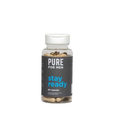 Pure for Men Original Stay Ready Fiber Supplement 60 Vegan Capsules Psyllium Fiber Aids Digestion Psyllium Fiber Chia Seeds Oat Fiber Proprietary Formula Oat Fiber 60 units Pack of 1