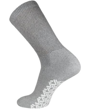 Men's Big and Tall Non-Skid Diabetic Cotton Crew Socks (13-15) - 12 Pack Gray - Buy Online on GoSupps.com