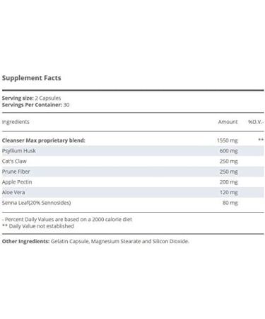 Cleanser Max Full-Body Detox Cleanse - 60 Capsules | Eliminate Toxins & Boost Health - Buy Online on GoSupps.com