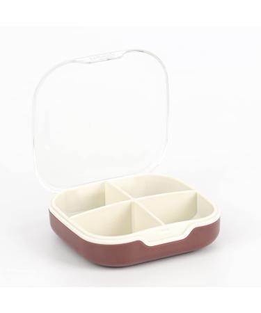 Portable Small Pill Box Travel Pill Box 4 Compartment Daily Pill Box for Medicines Drugs Vitamins and Fish Oil(Purple) 4 compartment Purple