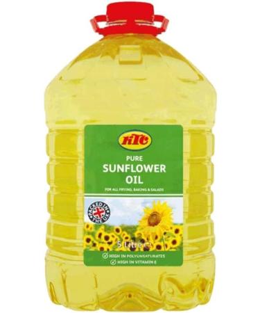 Seelans KTC Sunflower Oil | 5L | Cooking Oil | Sunflower Seed Oil | Deep or Shallow Frying Oil | For Nutritious Diet |Vegan | Gluten-Free |Bulk Bottle Next Day Shipping