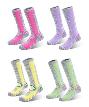 GUUMOR 2/4 Pairs Ski Socks Womens Mens Skiing Snowboarding Sports Warm Winter Thermal Socks Medium 4 Pairs - Middle Tube