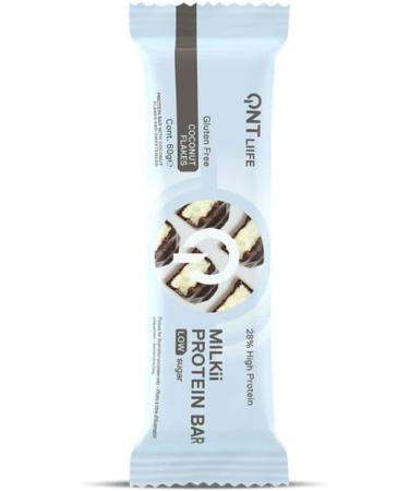 Qnt | Milkii Protein Bar Box (12x60g) | Protein bars | Protein and low sugar - Chocolate Coconut - Buy Online on GoSupps.com