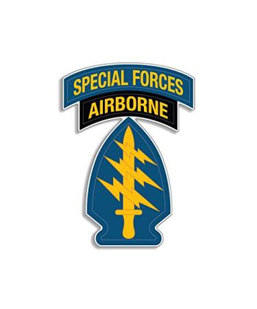 Blue Army Special Forces Spear Head & Airborne Tab Shaped Sticker (Green Berets)