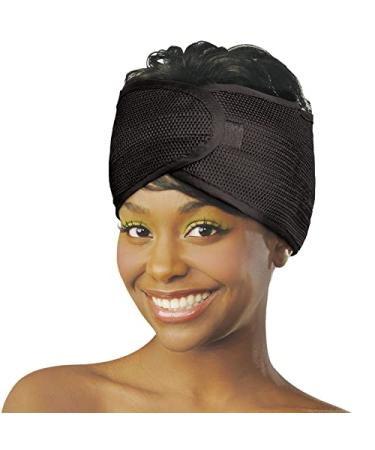 DONNA Satin Lined Mesh Wrap 1pc Argan Velcro Mesh Wrap Women's Silk Hair Wrap Black