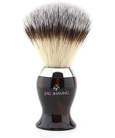 Classic men's shaving brush made of synthetic hair with silver tip and resin handle