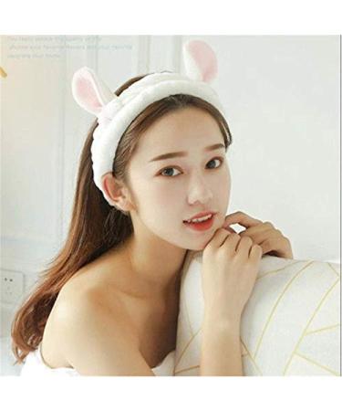 Suq Makeup Frontal Ligaments - Elastic Coral Fleece Hair Band for Women & Girls | Plush Rabbit Ear Hair Accessories for Washing Face Shower & Spa - White & Blue - Buy Online on GoSupps.com