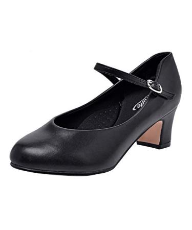 Stelle 1.5"/2" Women Character Dance Shoes Ankle Strap Heels for Ballroom Salsa Tango Flamenco Latin 7.5 2"black