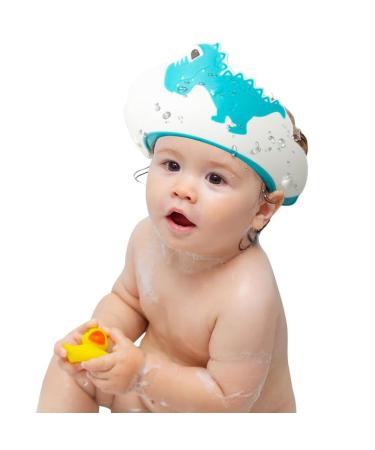 FUNUPUP Baby Shower Cap Kids Shampoo Shower Bath Cap Adjustable Hair Washing Shampoo Shield Baby Visor for Eyes and Ears Protector Blue Blue Dinosaur