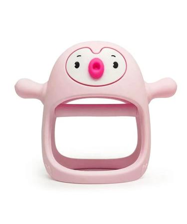 Happy Tia Penguin Buddy Never Drop Silicone Baby Teething Toy for 3+ Month Infants  Baby Chew Toys for Sucking Needs  Hand Pacifier for Breast Feeding Babies  Car Seat Toy for New Born (Pink)