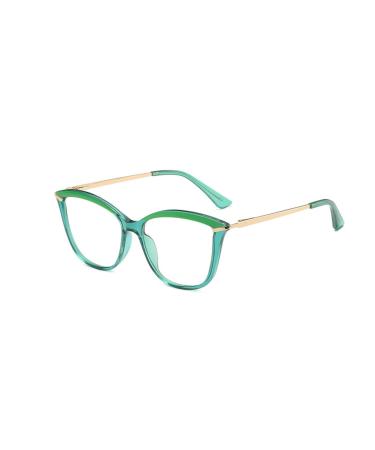 Retro Cat Eye Blue Light Blocking Reading Glasses for Men Women Trendy Large computer readers Anti Eyestrain Glasses (Color : Green Size : 1.0x)