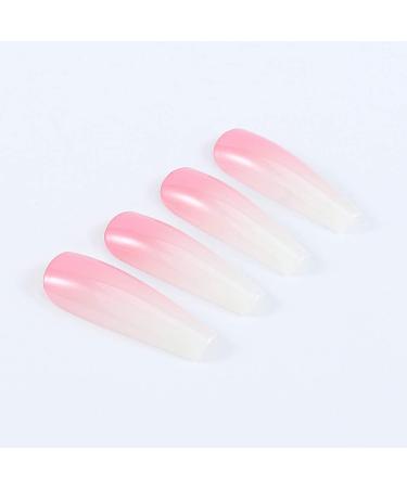 Brishow Pink Long Gradient Press-On Ballerina Nails - 24 Pieces of Artificial Acrylic Nails for Women & Girls - Buy Online on GoSupps.com