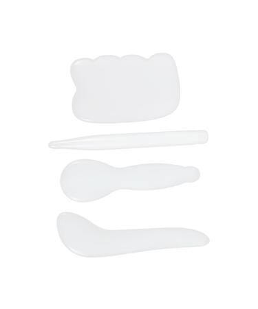 Healeeved 4 pieces Jade Gua Sha Guasha massage tools tool for muscle scratch Guasha-body skin scratch massage guasha facial tool head massager tablet scratch white whole body 9x5cm white