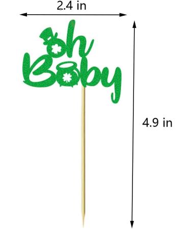 24 Pcs Oh Baby Green Gender Reveal Cupcake Toppers St. Patrick's Day Theme Baby Shower Birthday Party Cake Decoration Dessert Insert MGPFERD - Buy Online on GoSupps.com