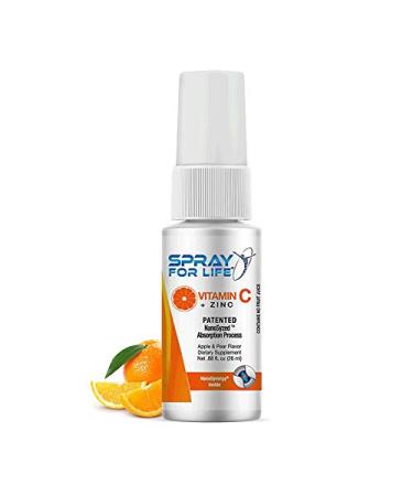 Vitamin C + Zinc Spray Spray for Life All Natural Nanotechnology Sugar Free Non GMO Vegan Gluten Free Liquid Vitamin Throat Spray Supports Healthy Immune System for Adults Seniors and Kids 1-pack