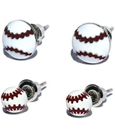 Baseball Stud Earrings Set - 2 Pairs (Small) - Buy Online on GoSupps.com